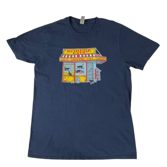 Bodega Cats Navy Graphic Tee Gildan Softstyle Size Medium - Picture 1 of 8